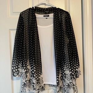 Black and White Polka Dot Sweater with White Undershirt